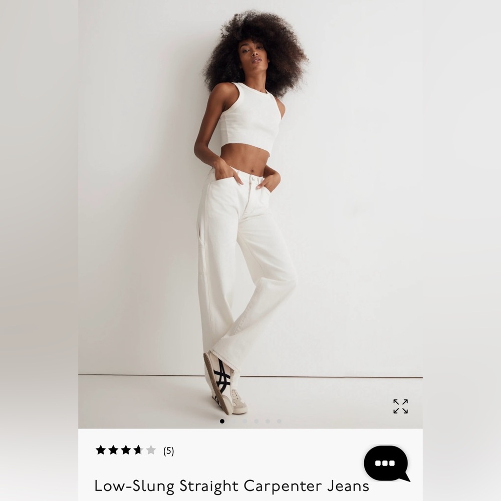Madewell Low-Slung Straight Carpenter Jeans- Size: 30 (White)